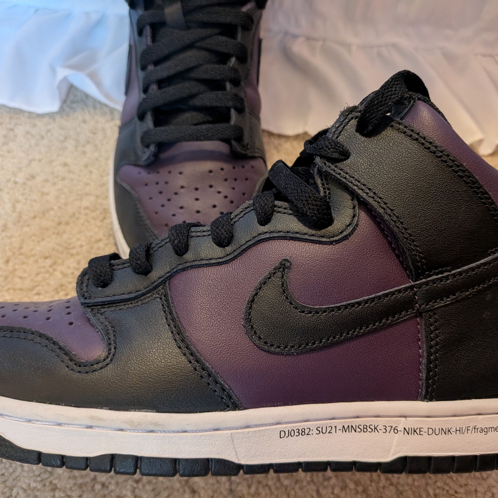 Men's Nike x Fragment Design Dunk High "Beijing" Color- Purple, Blk Size 6.5 EUC